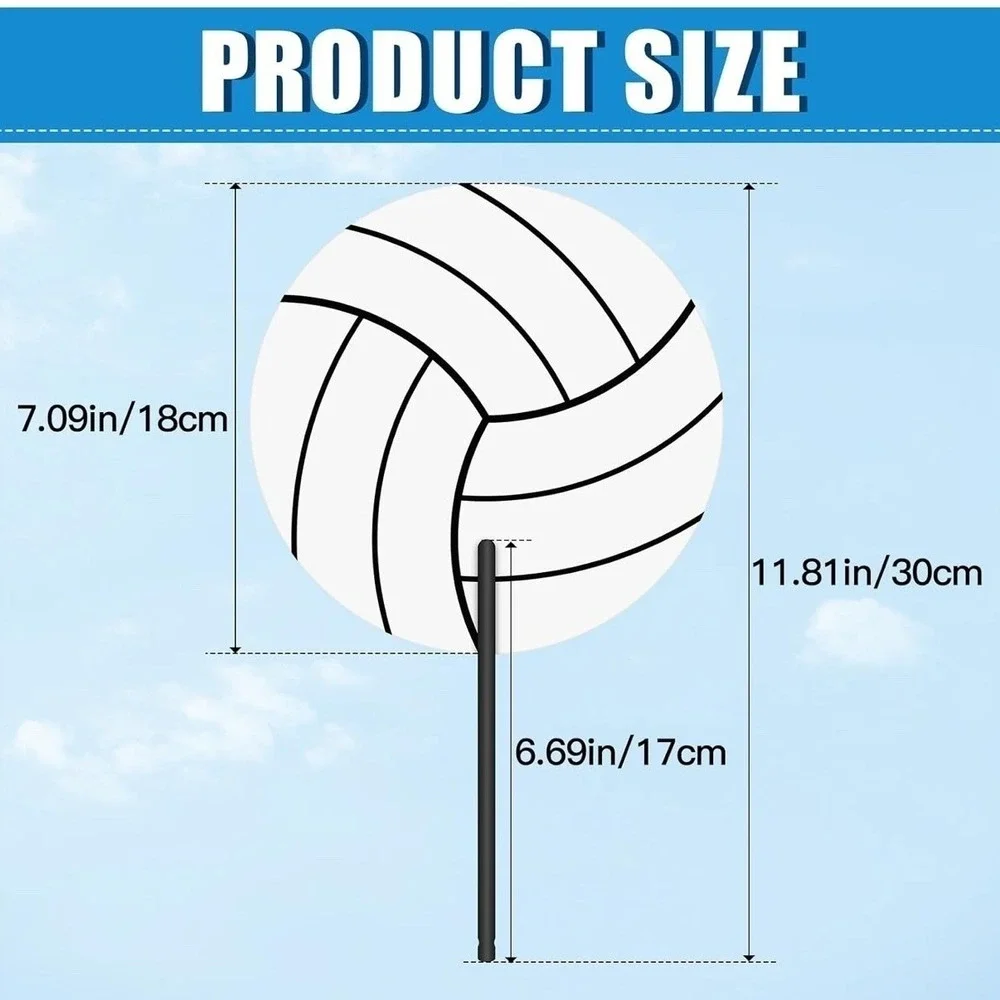 Volleyball Handheld Fans Set of 10 White Black Sports Party Favors Team Spirit